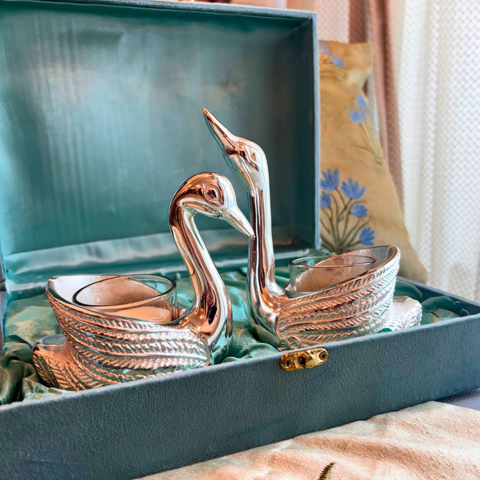 Swan Candle Set (Size: 4.5 inch of swan)